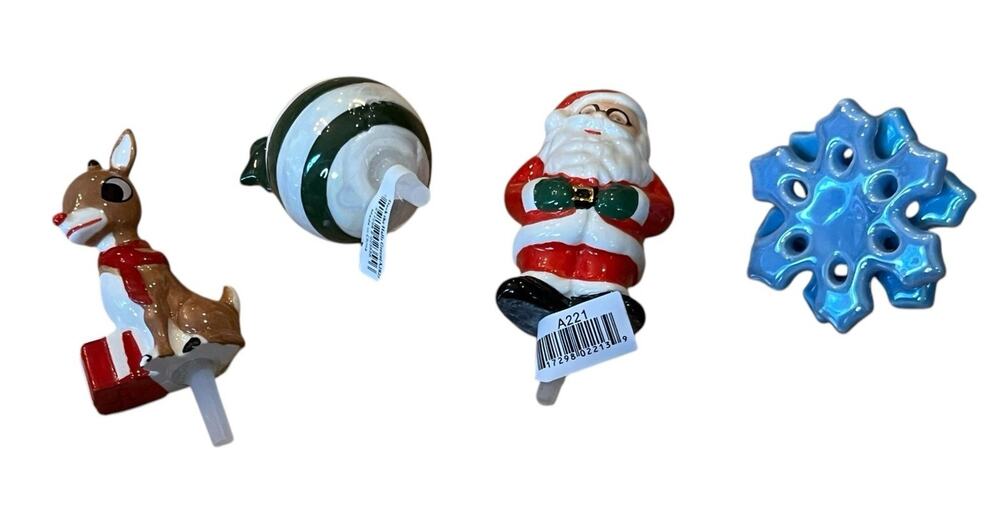 4 Nora Fleming Christmas Santa A221 Rudolph A285 Ornament A282 Snowflake A106